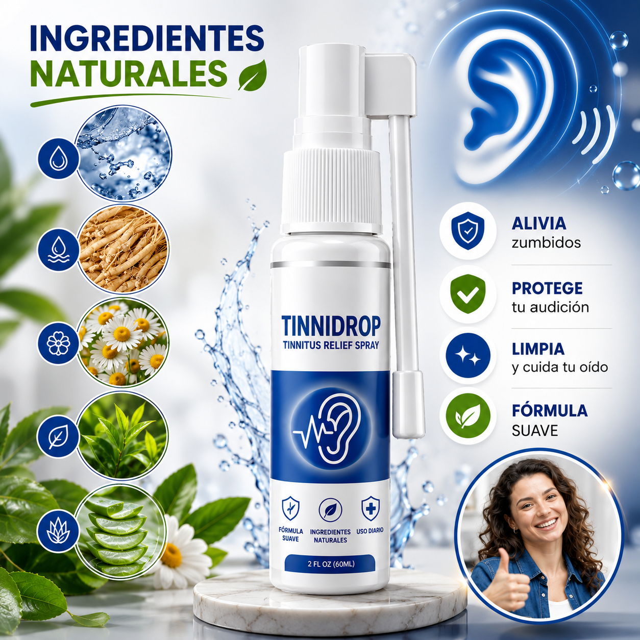 💙 TinniDrop | Spray para la Higiene y Bienestar Auditivo👂 | 🌿Ingredientes naturales
