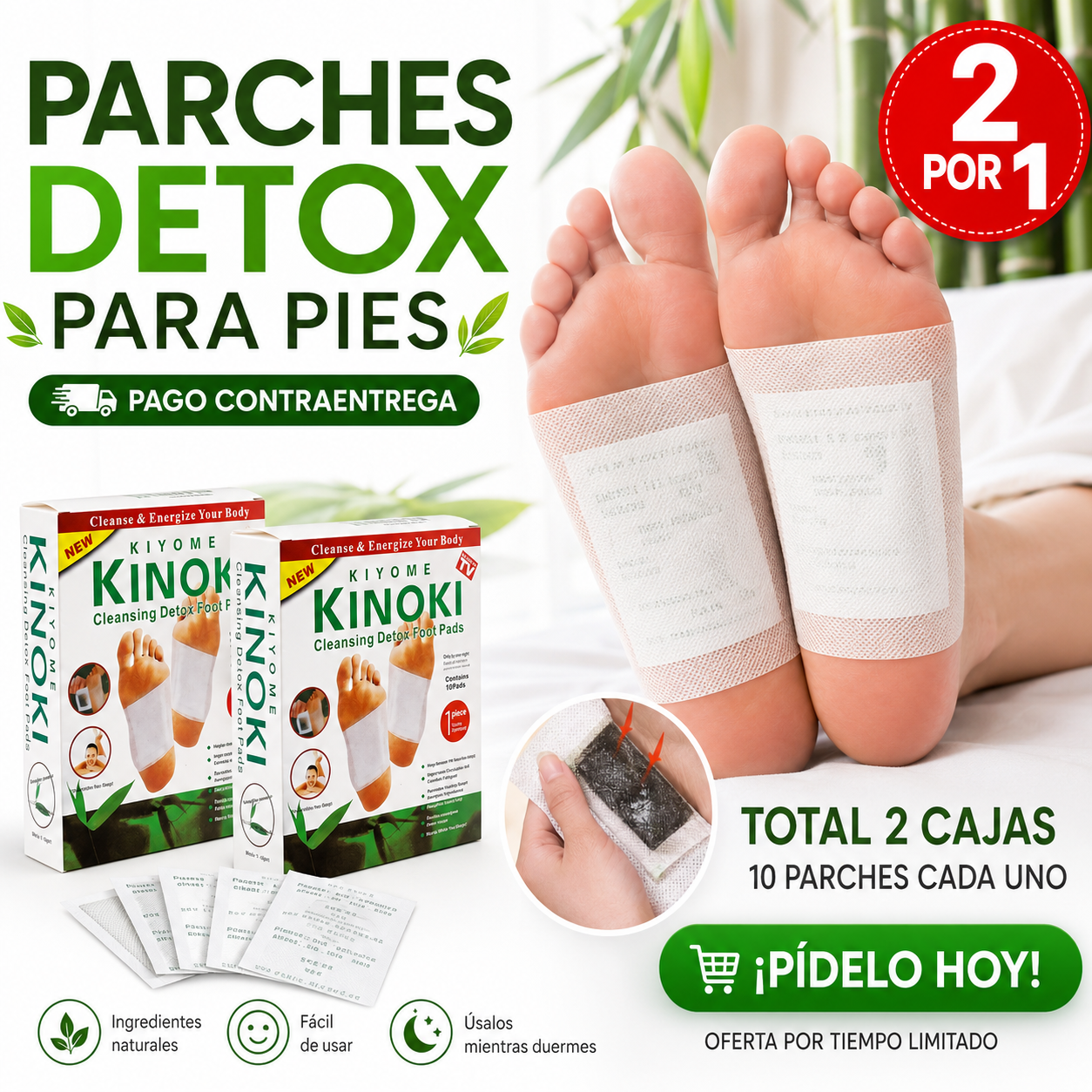 🔥🌿 KINOKI™ DETOX — ¡Despierta Más Ligero y Renovado! 🦶✨¡Paga 1 caja y recibe 2! 🔥 50% de descuento.