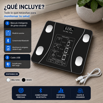 📲 Báscula Inteligente Digital Bluetooth con App y Vidrio Templado ✨🔥