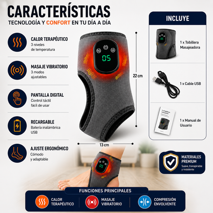 🦶 Masajeador de Tobillo con Compresión + Calor 🔥| Recupera el Confort en Solo 15 Minutos