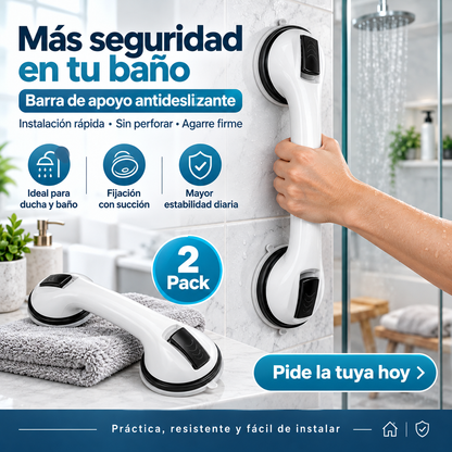 🛁 Barra de Apoyo para Baño con Ventosas – Pack x2