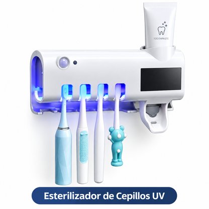 🪥✨ Esterilizador UV de Cepillos + Dispensador de Pasta Dental | ¡Un Baño Más Limpio y Organizado en Segundos!