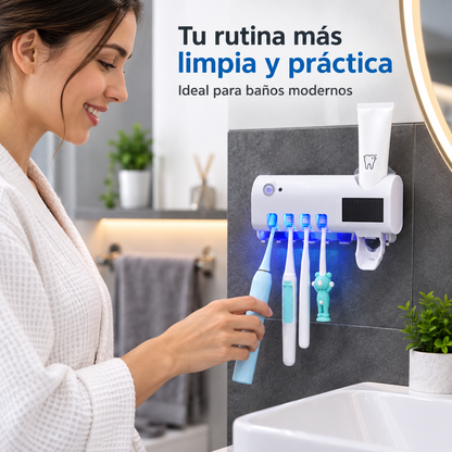 🪥✨ Esterilizador UV de Cepillos + Dispensador de Pasta Dental | ¡Un Baño Más Limpio y Organizado en Segundos!