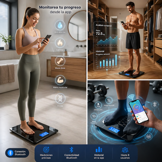 📲 Báscula Inteligente Digital Bluetooth con App y Vidrio Templado ✨🔥