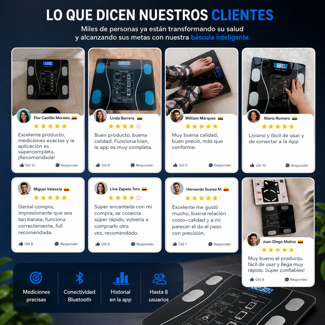 📲 Báscula Inteligente Digital Bluetooth con App y Vidrio Templado ✨🔥