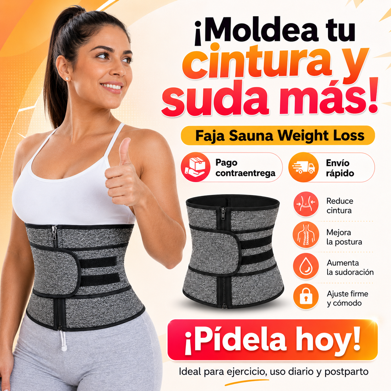 🔥 Faja Deportiva Reductora de Compresión y Soporte Lumbar 💪✨